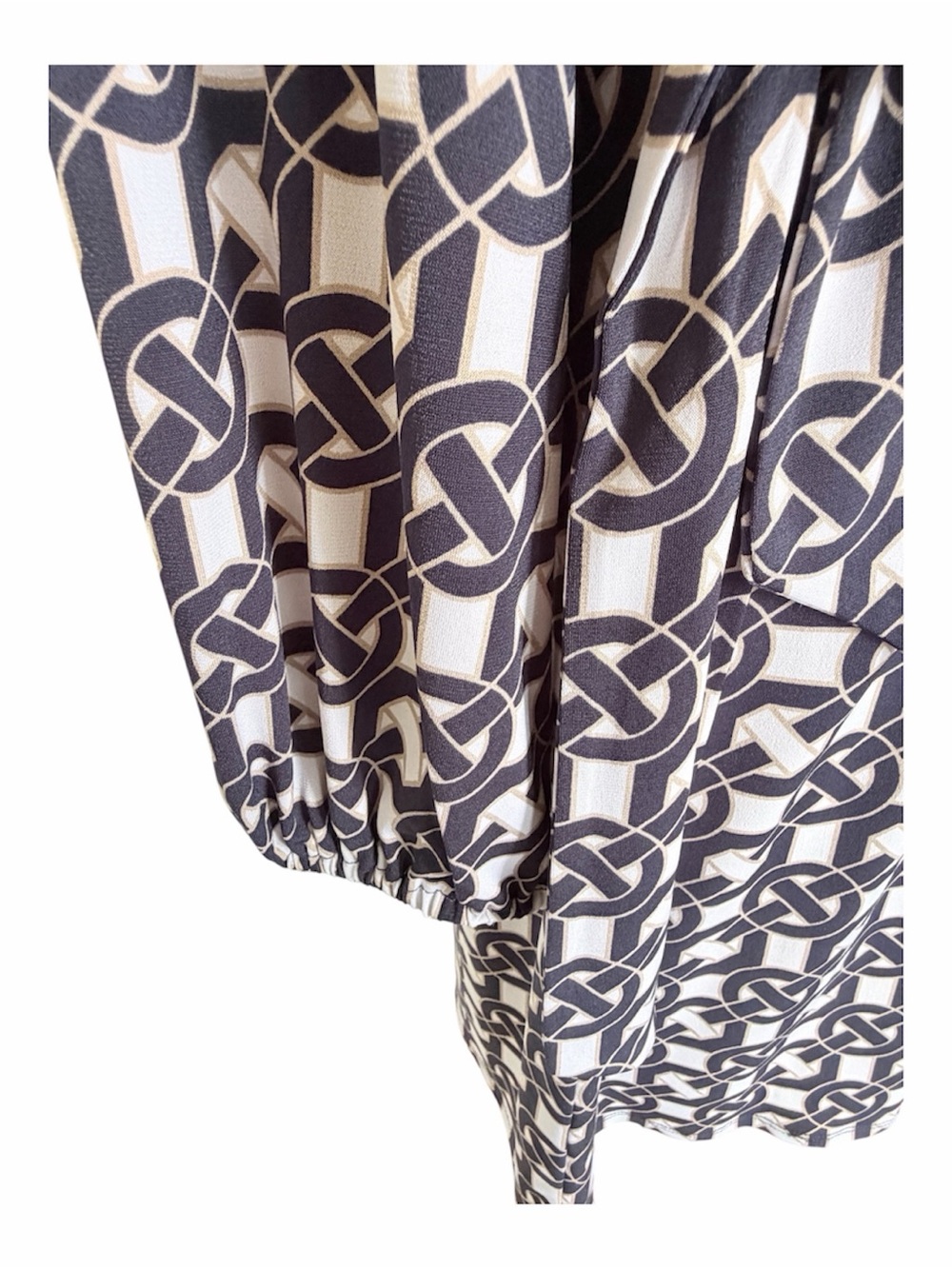 Laundry by Design Navy White Chain Link Print Belted Jersey Midi Dress Size M - Picture 6 of 9